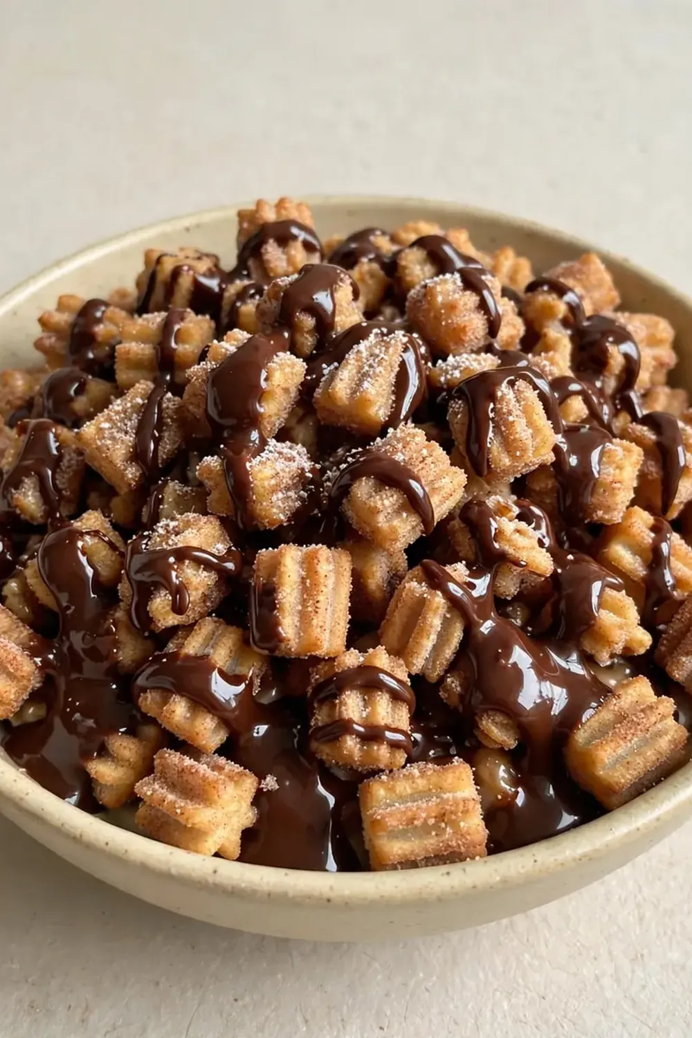 Churro Crunch Bowls with Chocolate Sauce