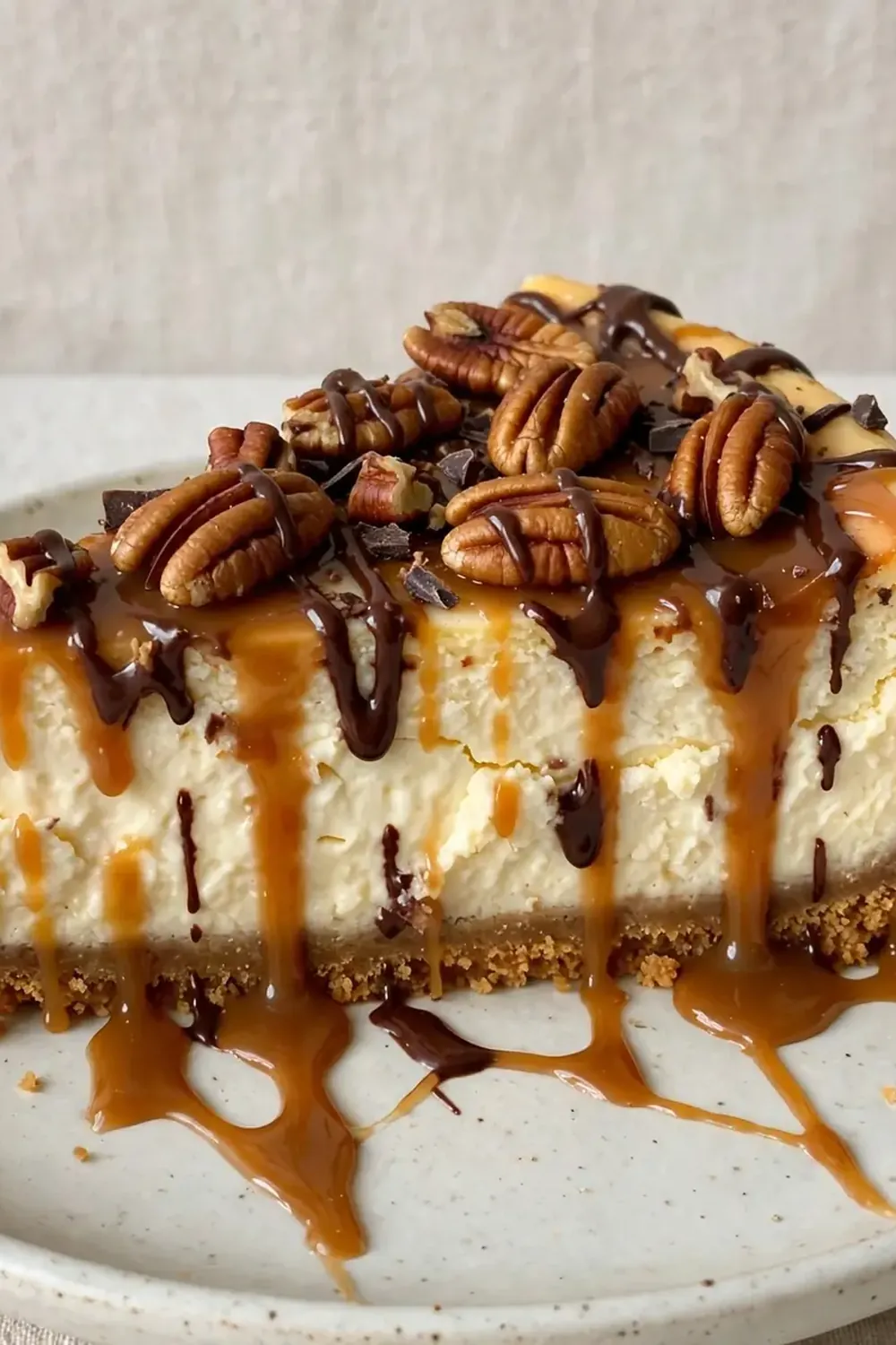 Turtle Cheesecake (Caramel, Pecans, Chocolate)