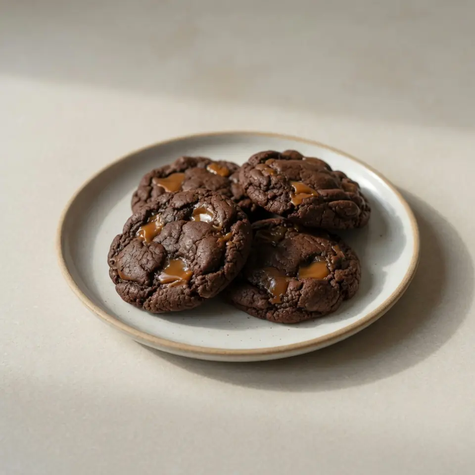 Chewy Chocolate Caramel Cookies For Holiday Trays