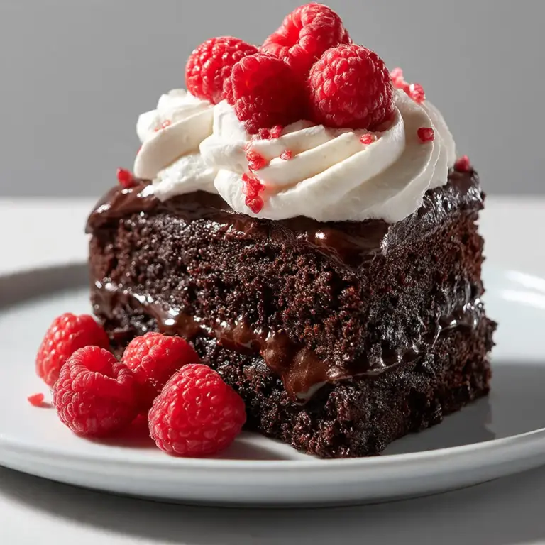 Decadent Chocolate Cake With Raspberries And Cream