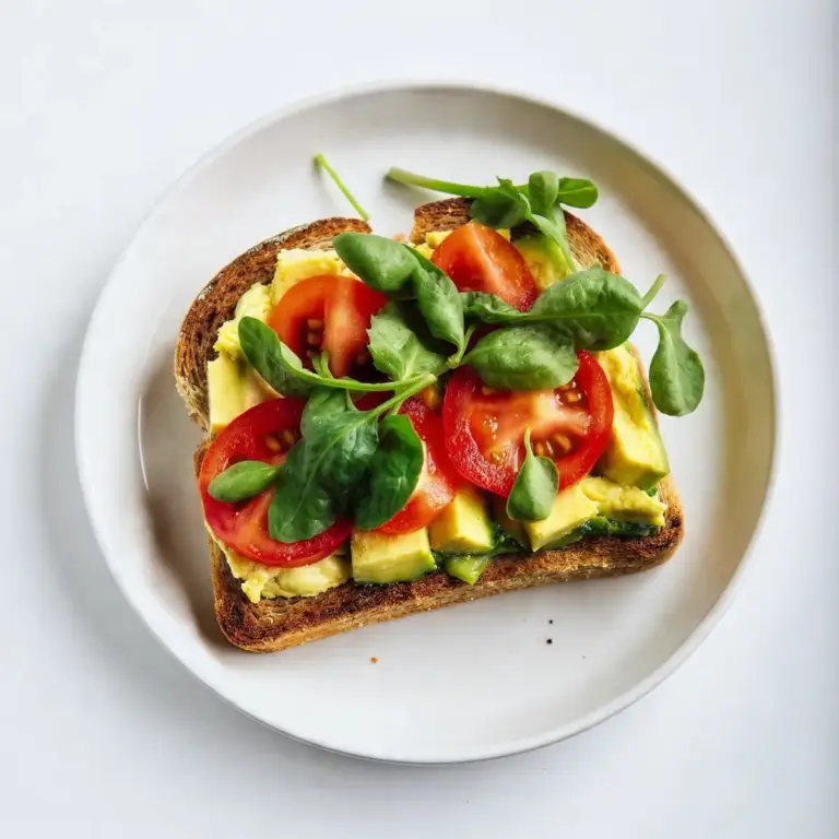 Easy Avocado Toast With Tomatoes And Greens