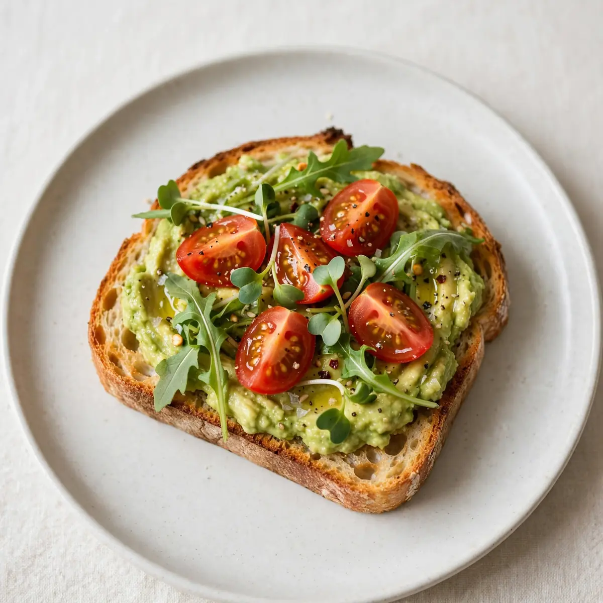 Easy Avocado Toast With Tomatoes And Greens