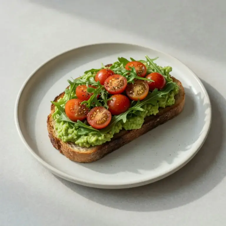 Easy Avocado Toast With Tomatoes And Greens
