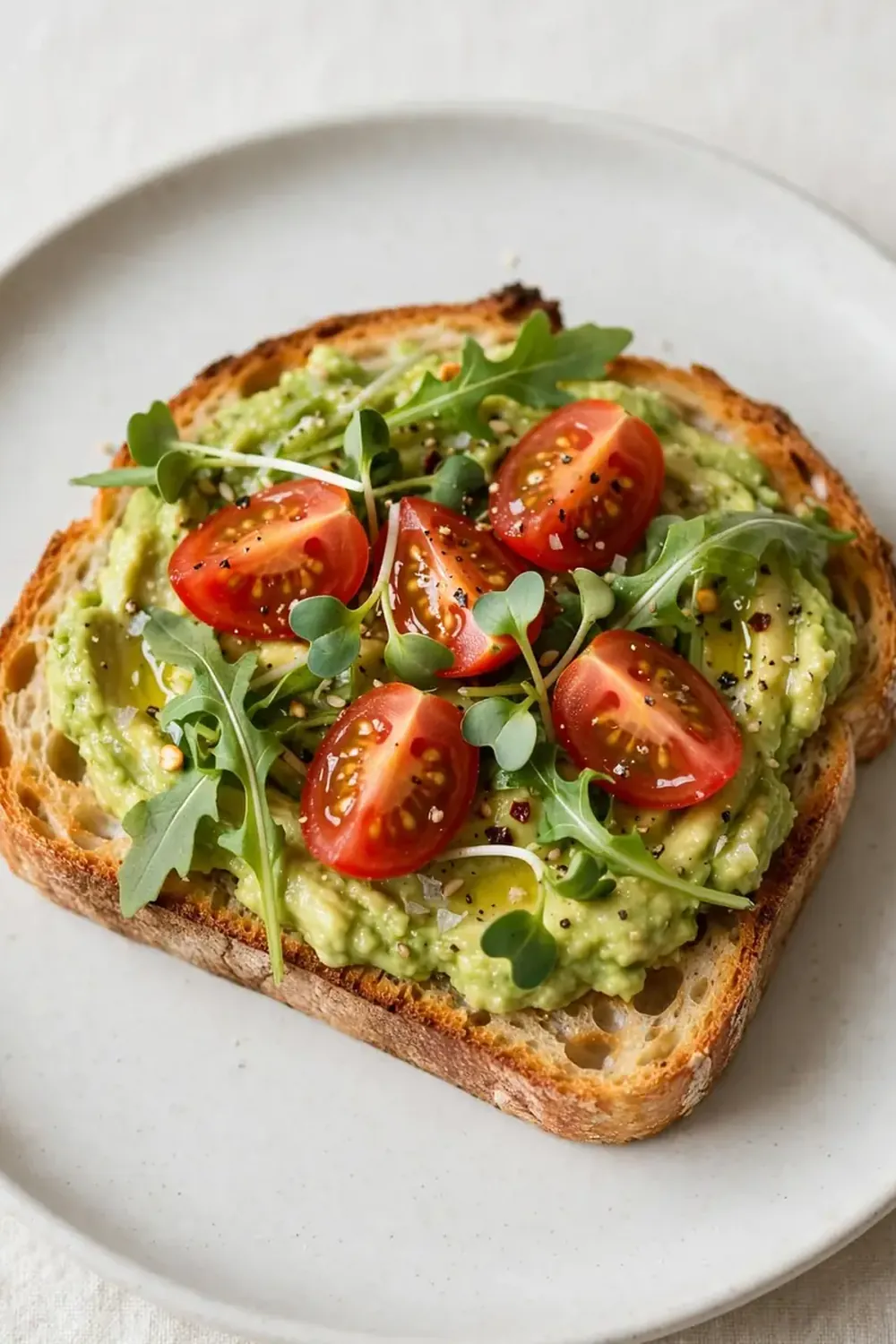 Easy Avocado Toast with Tomatoes and Greens