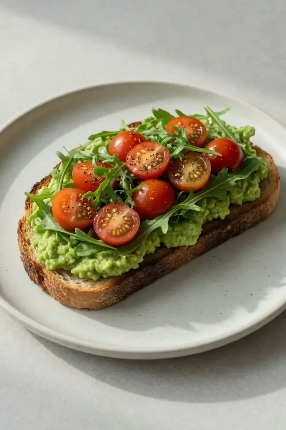 Easy Avocado Toast with Tomatoes and Greens