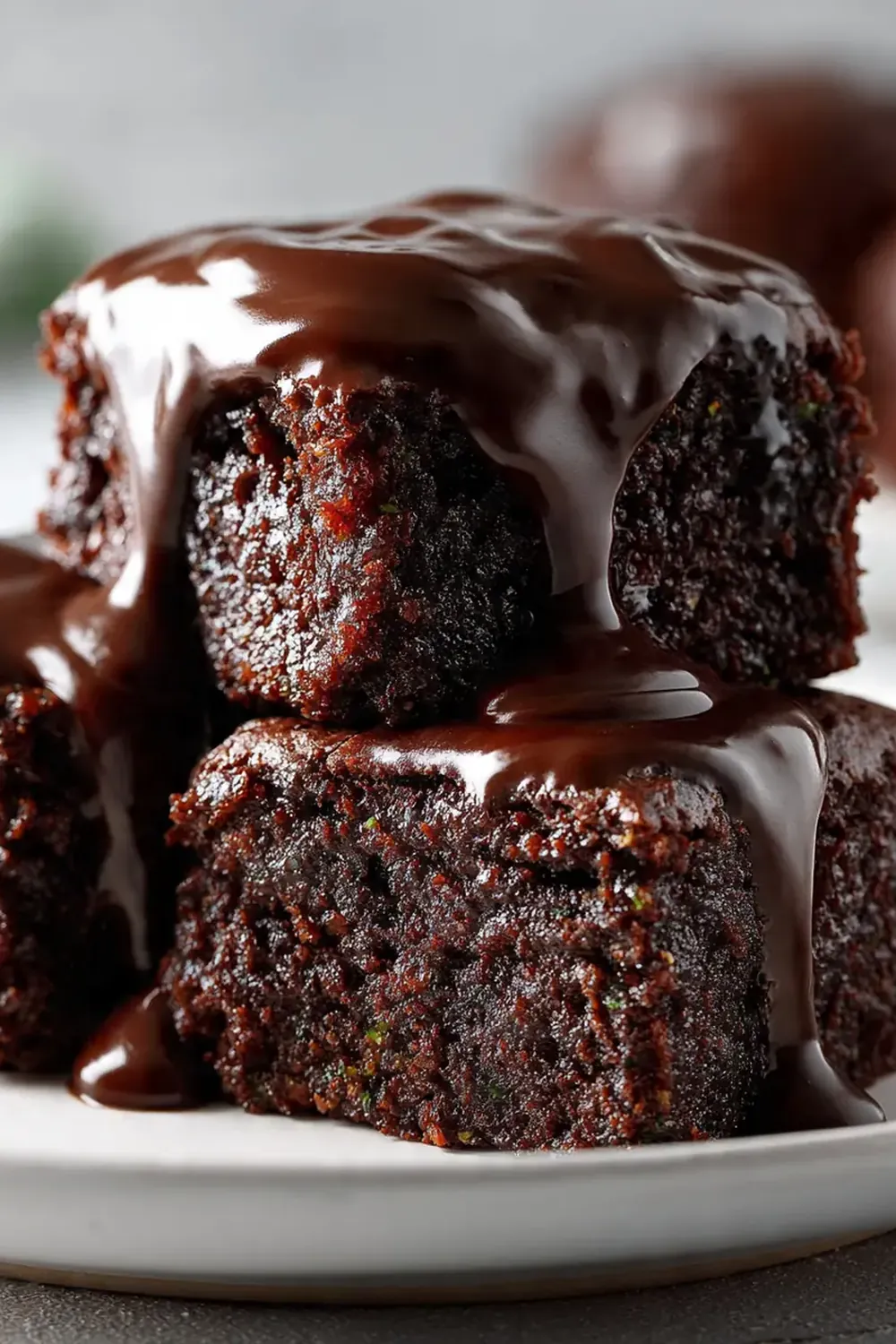 Fudgy Zucchini Brownies with Chocolate Glaze