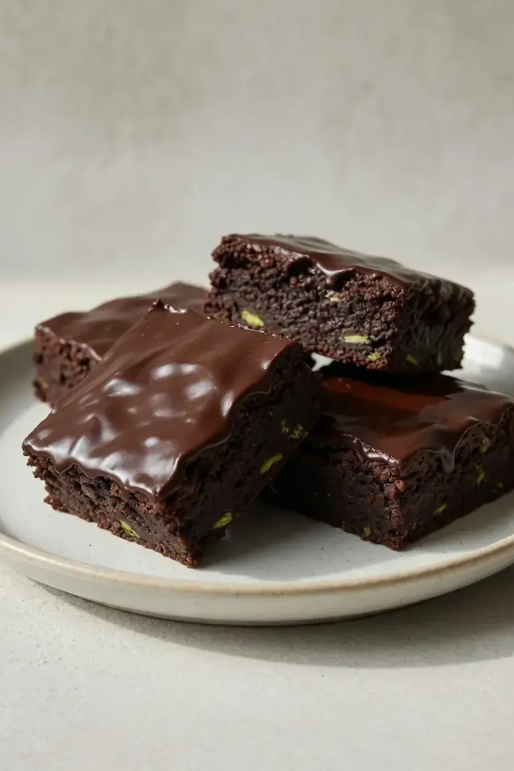 Fudgy Zucchini Brownies with Chocolate Glaze