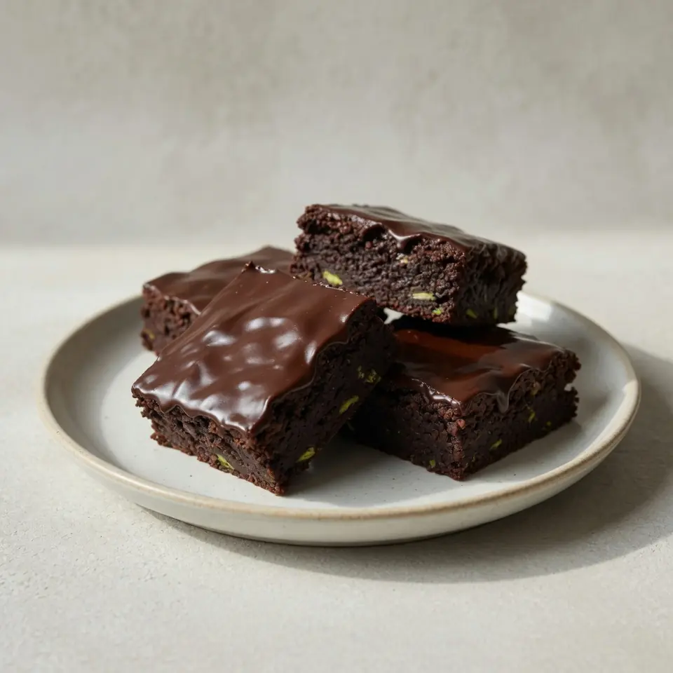Fudgy Zucchini Brownies With Chocolate Glaze